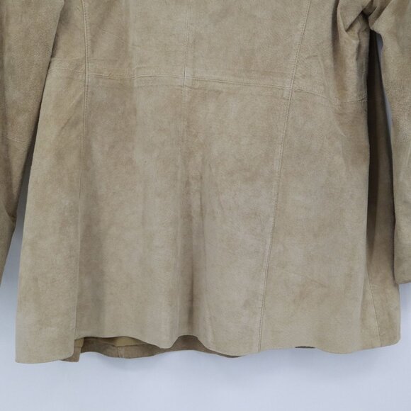 Croft & Barrow Suede Jacket Women XL Beige Formal Boho Career Tailored Classic - Picture 14 of 16